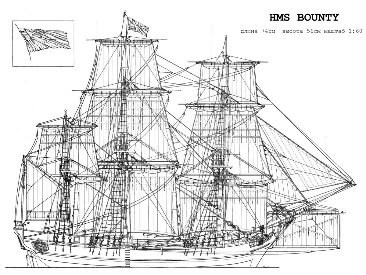 Чертеж корабля HMS Bounty